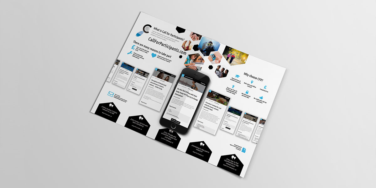 Booklet design featuring website on a mobile device
